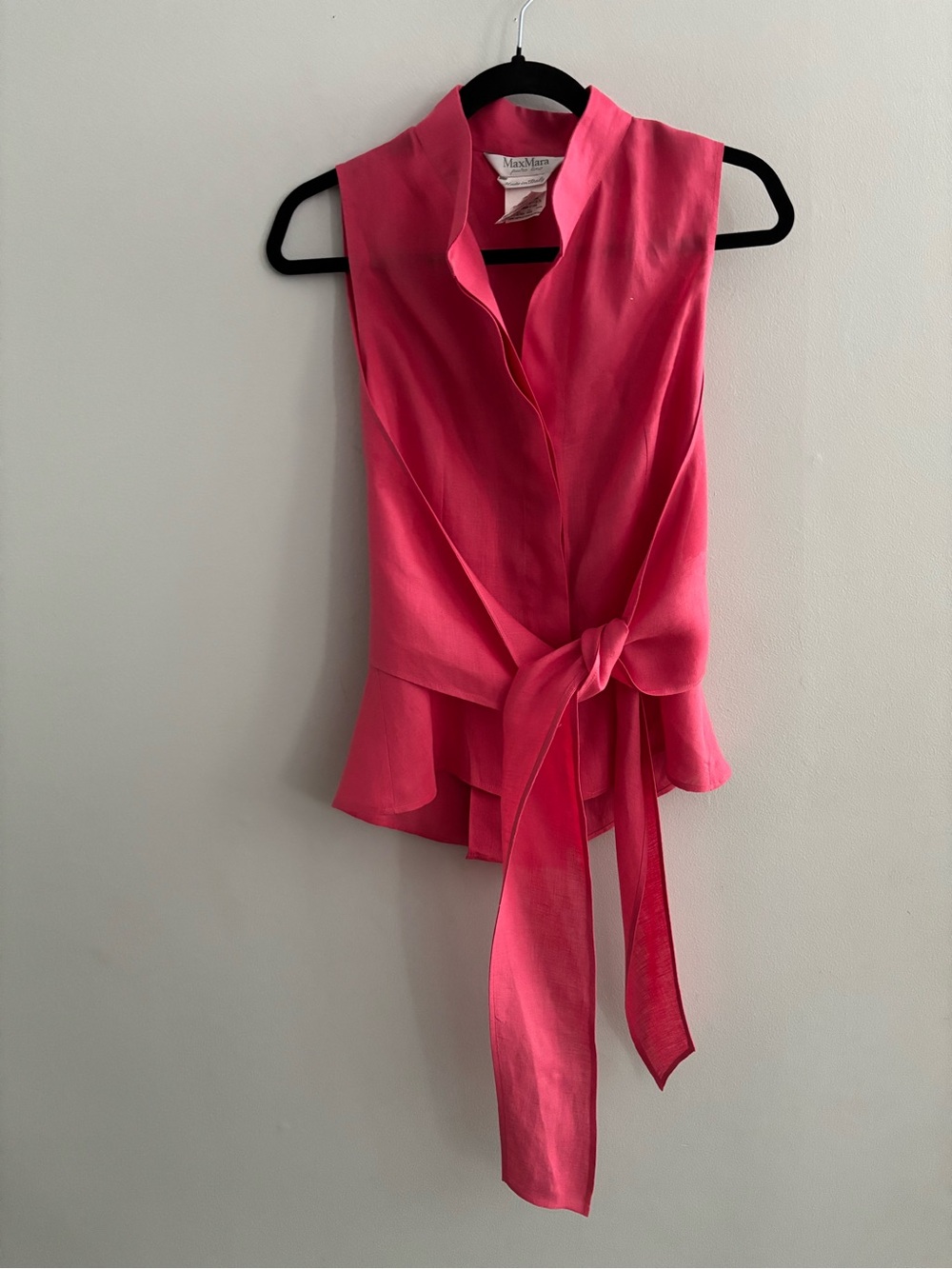 Max Mara Vintage 100% Pure Linen Made in Italy Sleeveless Wrap Blouse Size 8